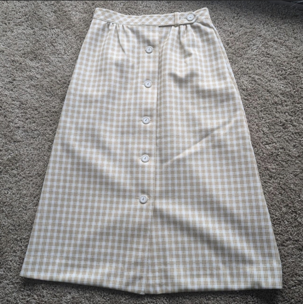 Alex Coleman Vintage Checked Long Button Up Wrap Skirt Size 26"